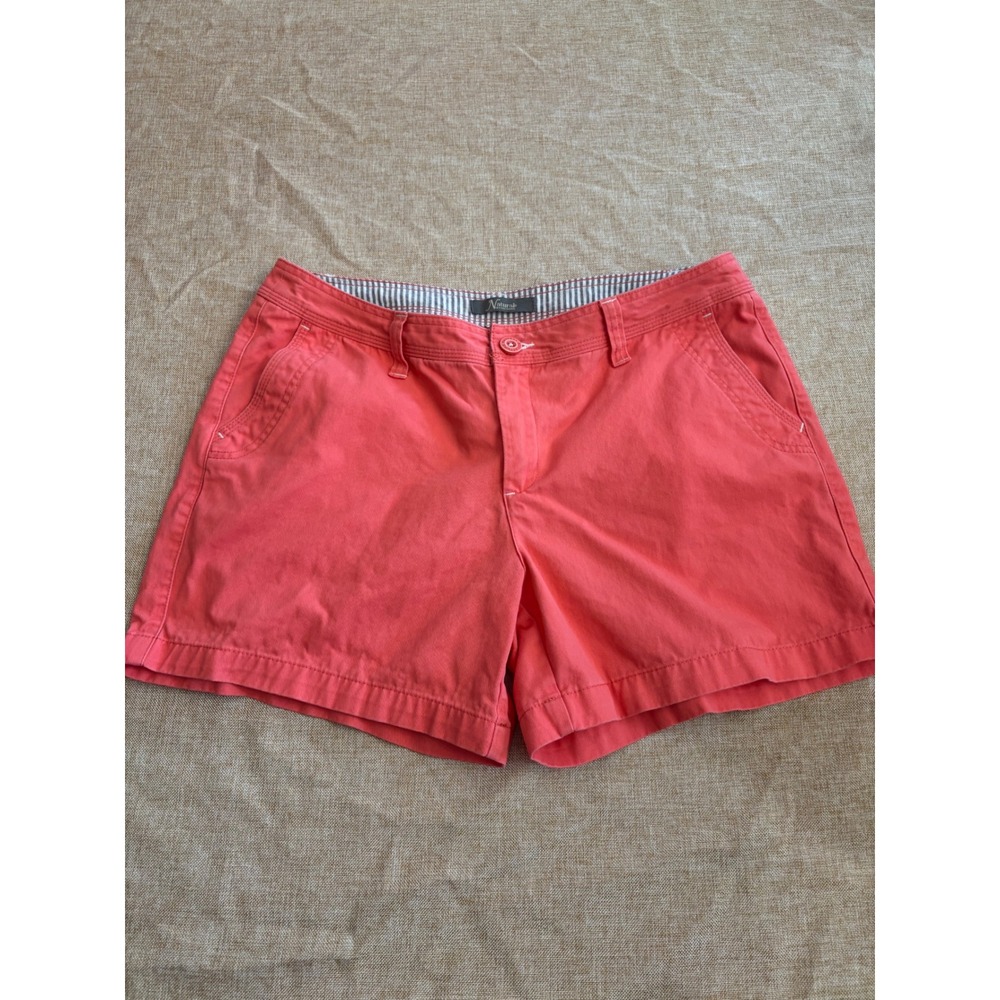 Natural Reflections Chino Shorts Women 12 Coral Pink Mid Rise Stretch Cotton